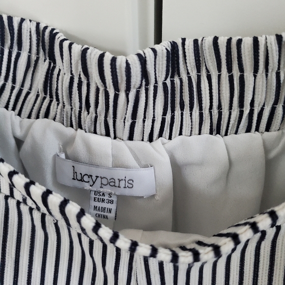 Navy/White Pinstripe Culotte pants Ladies sz: Small - Picture 6 of 6